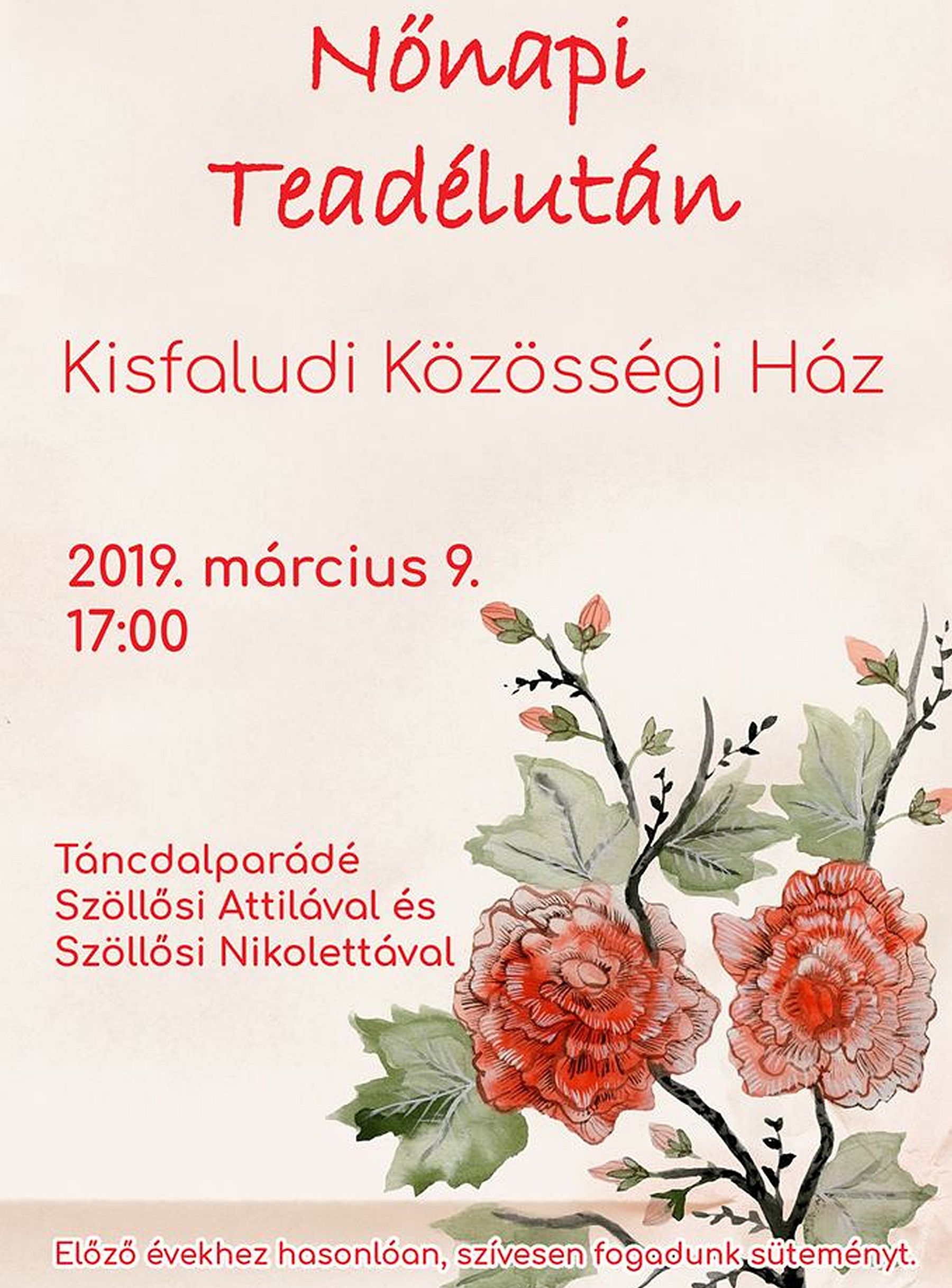 Nőnapi teadélután és táncdalparádé lesz a Kisfaludi Közösségi Házban szombaton